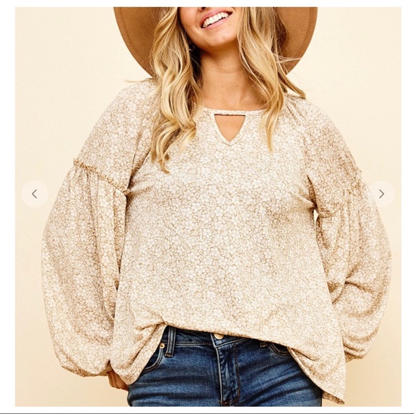 #27 Boho chic Floral Print Lantern Sleeves Top - Picture 2 of 5